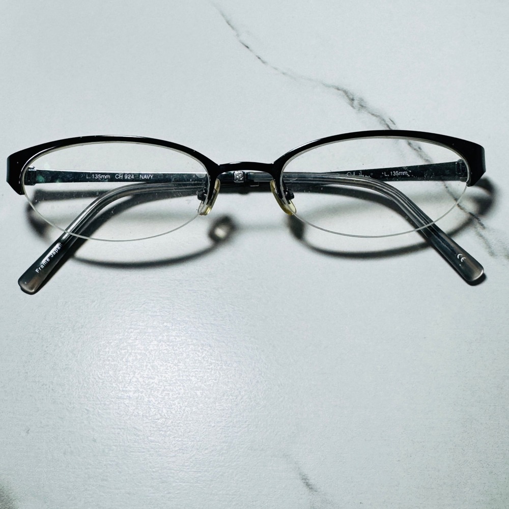 Cole Haan CH 924 Navy Blue Semi Rimless Rectangular Eyeglass Frames 50-18-135